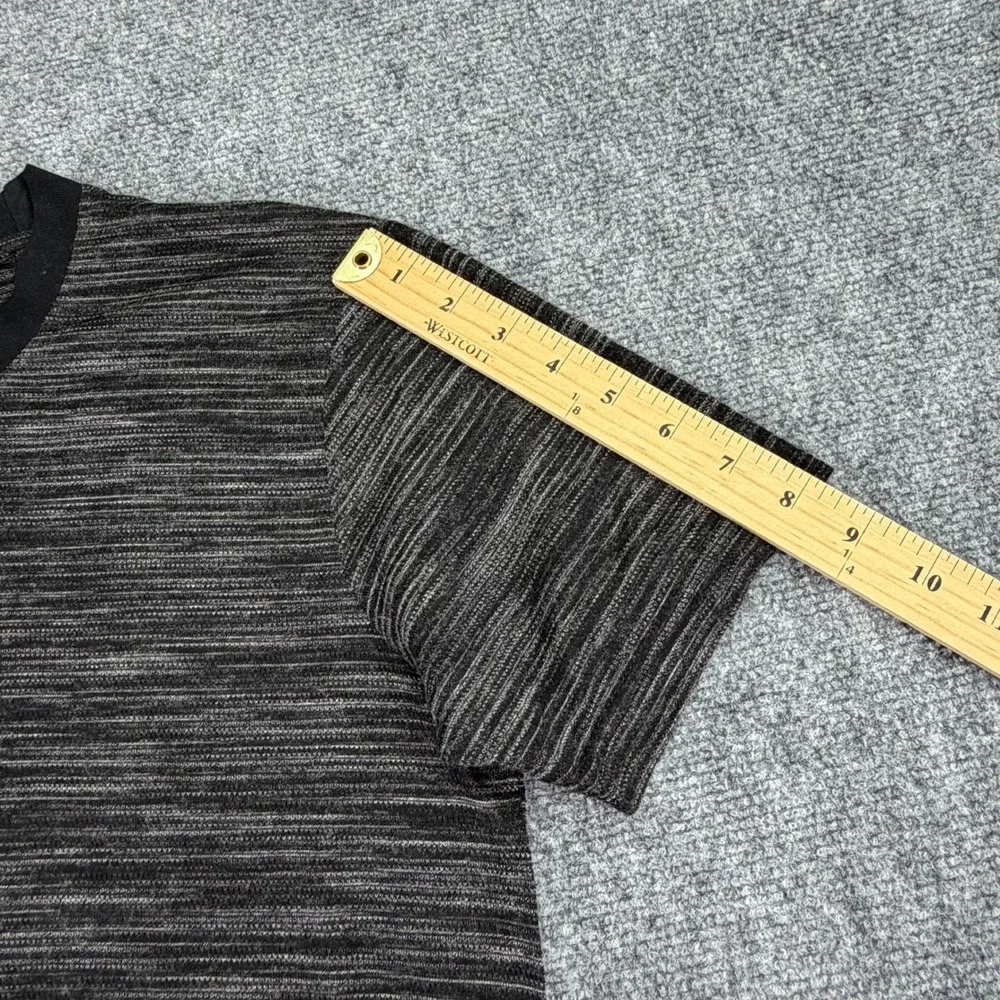 Level Ten T Shirt Mens Small Black Melange Knit Short Sleeve Poly Viscose NWT